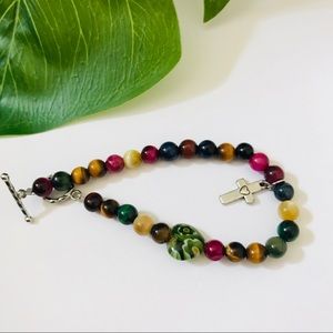 Handcrafted real stone beads stretch bracelet